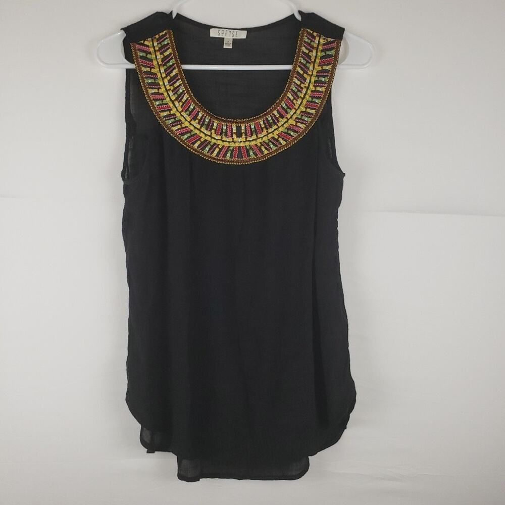 Spense Black Sheer Tank Top Size Small